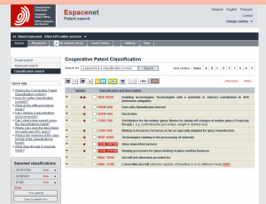 Searc Results screen for Espavenet CPC terms carbon fiber liquid fuel tank