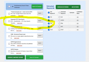 Express-V4.2 Patent Search Databases Screen showing Espacenet CPC Class Search 